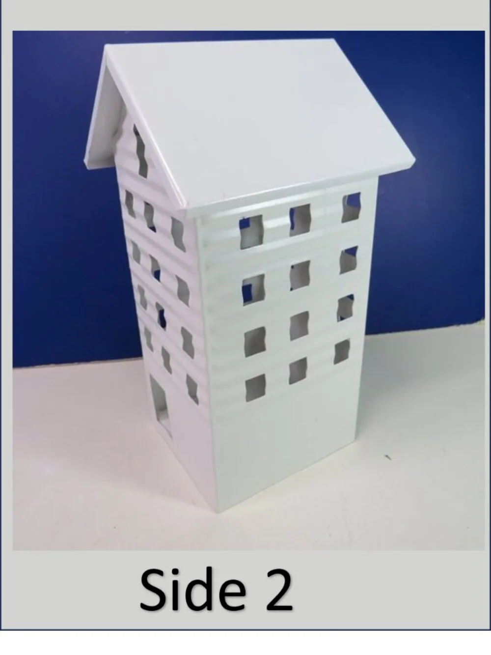 White Metal House Luminary Corrugated Metal Candle Holder Farmhouse Decor